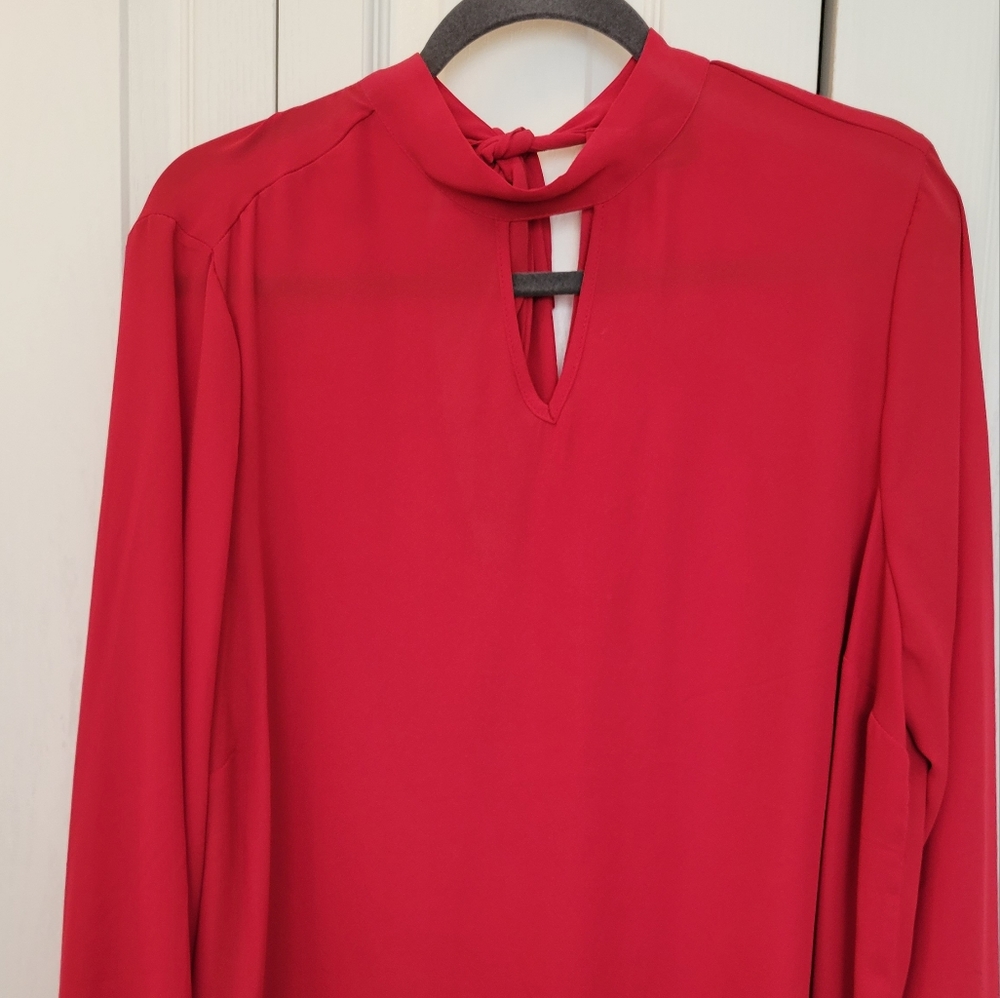 Torrid red tie neck blouse. Size 2